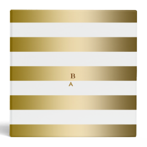 Monogramed Gold Stripes Geometric Pattern 3 Ring Binders Monogramed Gold Stripes Geometric Pattern 3 Ring Binders