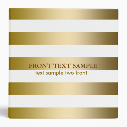 Monogramed Gold Stripes Geometric Pattern 3 Ring Binders