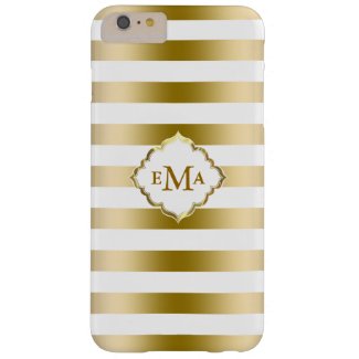 Monogramed Gold Stripes Geometric Pattern Barely There iPhone 6 Plus Case