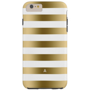 Monogramed Gold & White Stripes Geometric Pattern Tough iPhone 6 Plus Case Monogramed Gold & White Stripes Geometric Pattern Tough iPhone 6 Plus Case