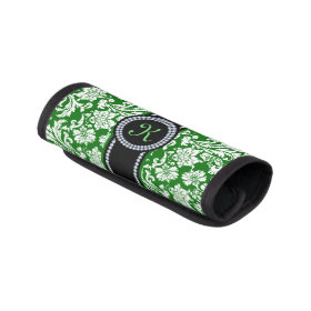 Monogramed Green And White Damasks Pattern Handle Wrap