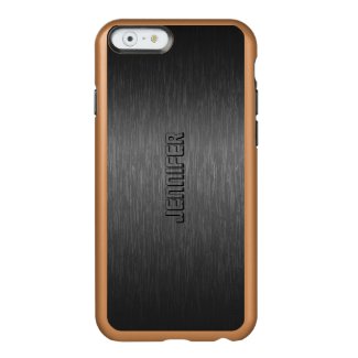 Monogramed Metallic Black Brushed Steel Look Incipio Feather® Shine iPhone 6 Case