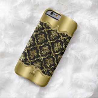 Monogramed Metallic Gold Lace Damasks Barely There iPhone 6 Case