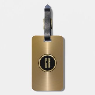 Monogramed Metallic Gold Stainless Steel Look Luggage Tags