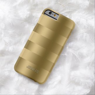 Monogramed Metallic Gold Stripes Pattern Barely There iPhone 6 Case