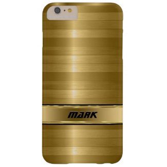 Monogramed Metallic Gold Stripes Pattern Barely There iPhone 6 Plus Case