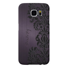 Monogramed Metallic Purple Black Lace Accents Samsung Galaxy S6 Cases