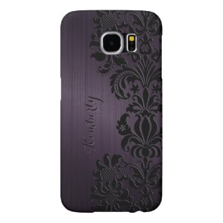 Monogramed Metallic Purple Black Lace Accents Samsung Galaxy S6 Cases