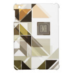 Monogramed Pastel Brown Abstract Geometric Pattern iPad Mini Covers