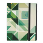 Monogramed Pastel Green Abstract Geometric Pattern iPad Case