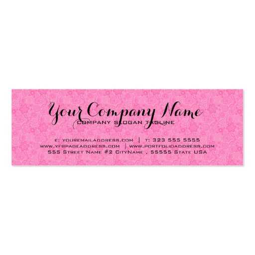 Monogramed Pink Lace Background Black Damasks Business Card Templates (back side)