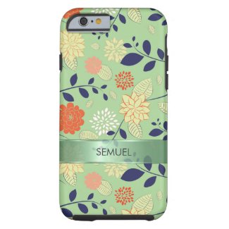 Monogramed Retro Floral Design Metallic Accent Tough iPhone 6 Case