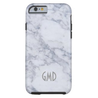Monogramed White Marble Stone Pattern Tough iPhone 6 Case