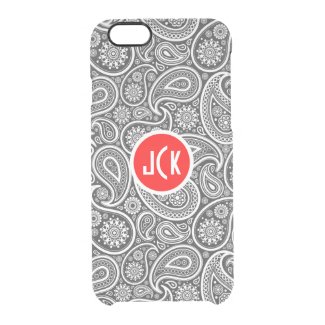 Monogramed White On grayRetro Paisley Pattern Uncommon Clearly™ Deflector iPhone 6 Case