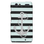 Monogrammed Anchor with ice blue & black stripes Motorola Droid RAZR Cover