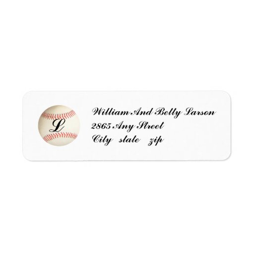 MONOGRAMMED BASEBALL, RETURN ADDRESS LABELS Zazzle