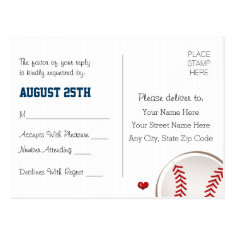 Monogrammed Baseball Wedding RSVP Postcard