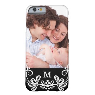 Monogrammed Black And White Pattern Custom Photo Barely There iPhone 6 Case
