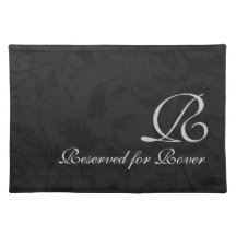 Monogrammed Black Damask Dog Personalized Placemat