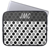 Monogrammed Black/ Gray Dottie Computer Sleeve