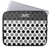 Monogrammed Black/ Gray Dottie Laptop Sleeve