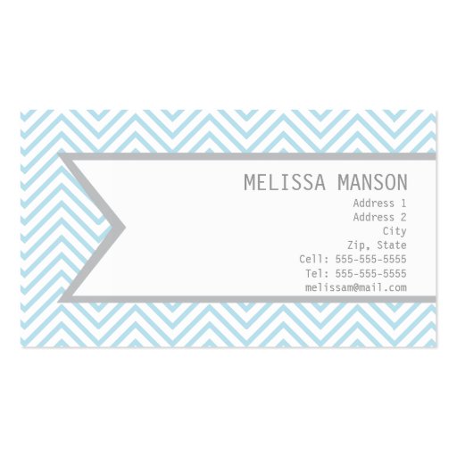 Monogrammed Blue Chevron Calling Card Business Cards (front side)