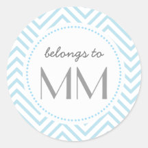 Monogrammed Blue Chevron - DIY Tags Stickers