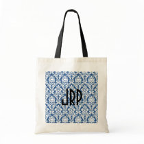 Monogrammed Blue Damask bags by JuJuGarden Monogrammed Blue Damask bags