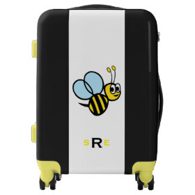 Monogrammed Bumblebee Kids Yellow and Black Luggage