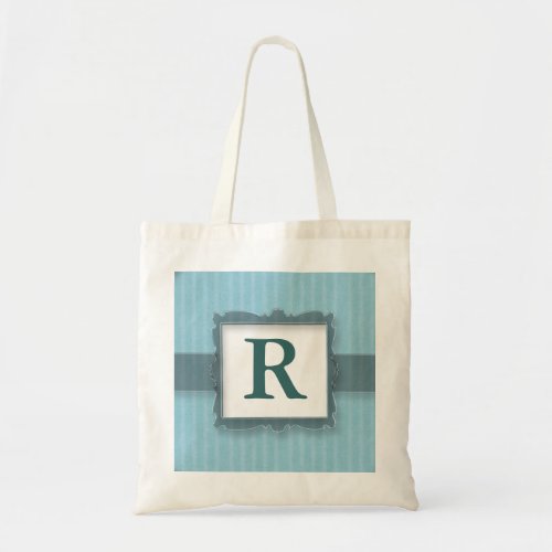 Monogrammed Canvas Tote Bags:Blue Stripes Budget Tote Bag