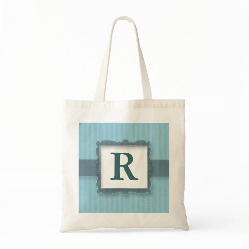 Monogrammed Canvas Tote Bags:Blue Stripes Budget Tote Bag