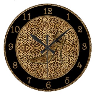 Monogrammed Cheetah Print and Stiletto Custom Wall Clock