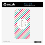 Monogrammed Colorful Stripes Aqua Blue Pink Bright iPhone 4S Decal