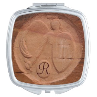 Monogrammed Compact Mirror Angel in the Rocks