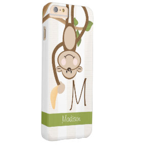 Monogrammed Cute Monkey Barely There iPhone 6 Plus Case