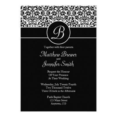 Monogrammed Damask Custom Wedding Invitation