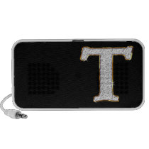 Monogrammed Diamonds and Gold Letter T speakers