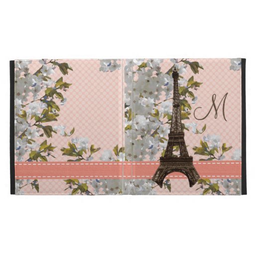 Monogrammed Eiffel Tower iPad Folio Case Cover