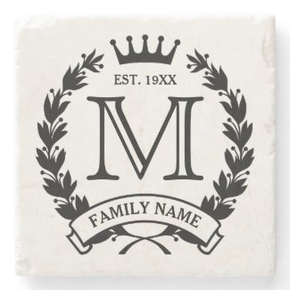 Monogrammed Family Logo Stone Coaster