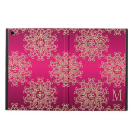MONOGRAMMED FUCHSIA AND GOLD INSIAN PATTERN COVER FOR iPad AIR