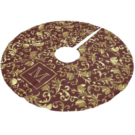 monogrammed gold floral damask brushed polyester tree monogrammed gold floral damask brushed polyester tree