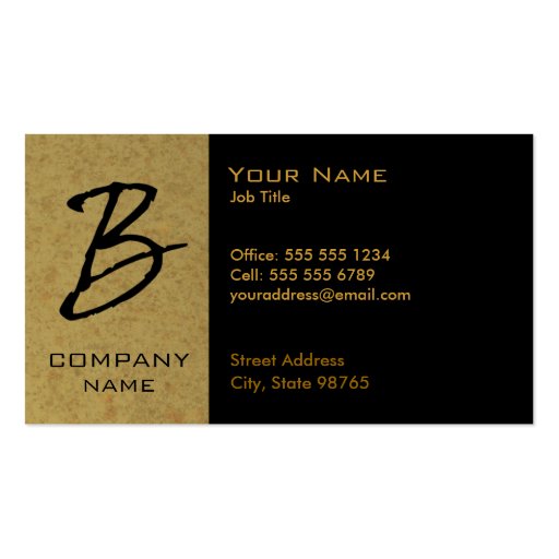 Monogrammed Granite Business Card - B (front side)