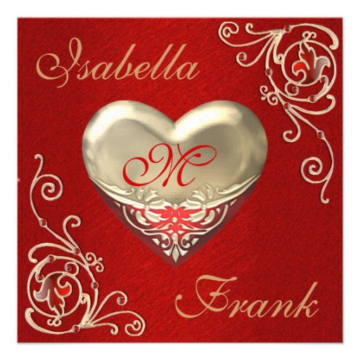 Monogrammed HEART Wedding or ANNIVERSARY  Invitati Custom Invite