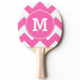 Monogrammed Hot Pink Zigzag Pattern Ping Pong Paddle