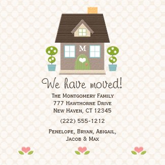 Monogrammed House New Address Moving Announcements