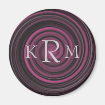 Monogrammed Initials Plum Swirls Magnet