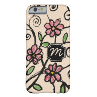 Monogrammed iPhone 6 Case|Rustic Floral Pattern