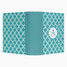 Monogrammed Lace Teal Binder
