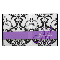 Monogrammed Lavender Black Swirls Damask caseable cases