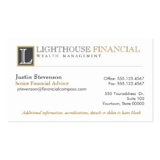 Monogrammed Logo Financial Advisor Business Card
